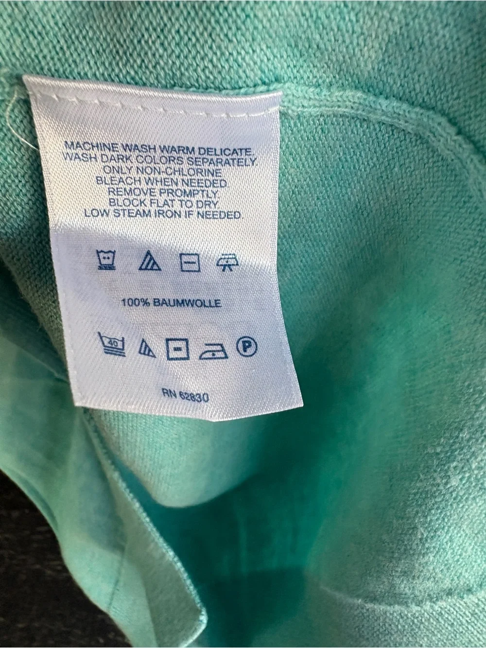 Lands' End Seafoam V-Neck Cotton Sweater